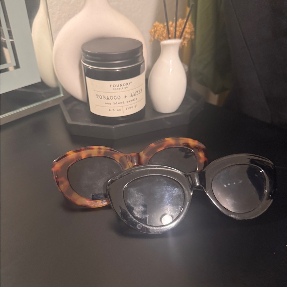 Cat eye Black and Tortoise Shell Sunglasses set